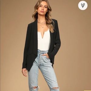 NWT Lulus Miss Punctuality Black Lightweight Blazer
